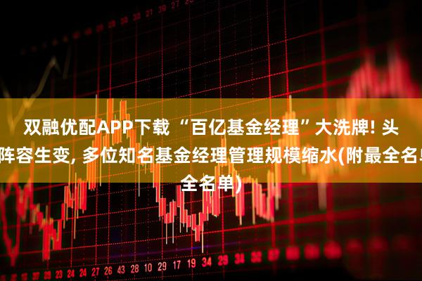 双融优配APP下载 “百亿基金经理”大洗牌! 头部阵容生变, 多位知名基金经理管理规模缩水(附最全名单)